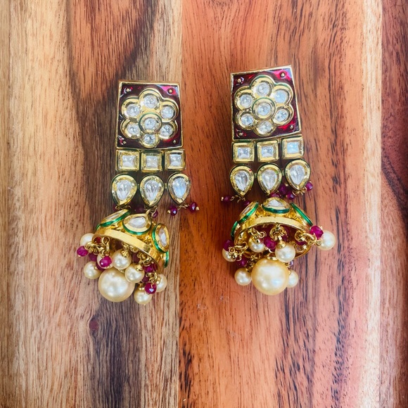 Brand new premium quality kundan beads with meenakari earrings from Tiara - Picture 3 of 5